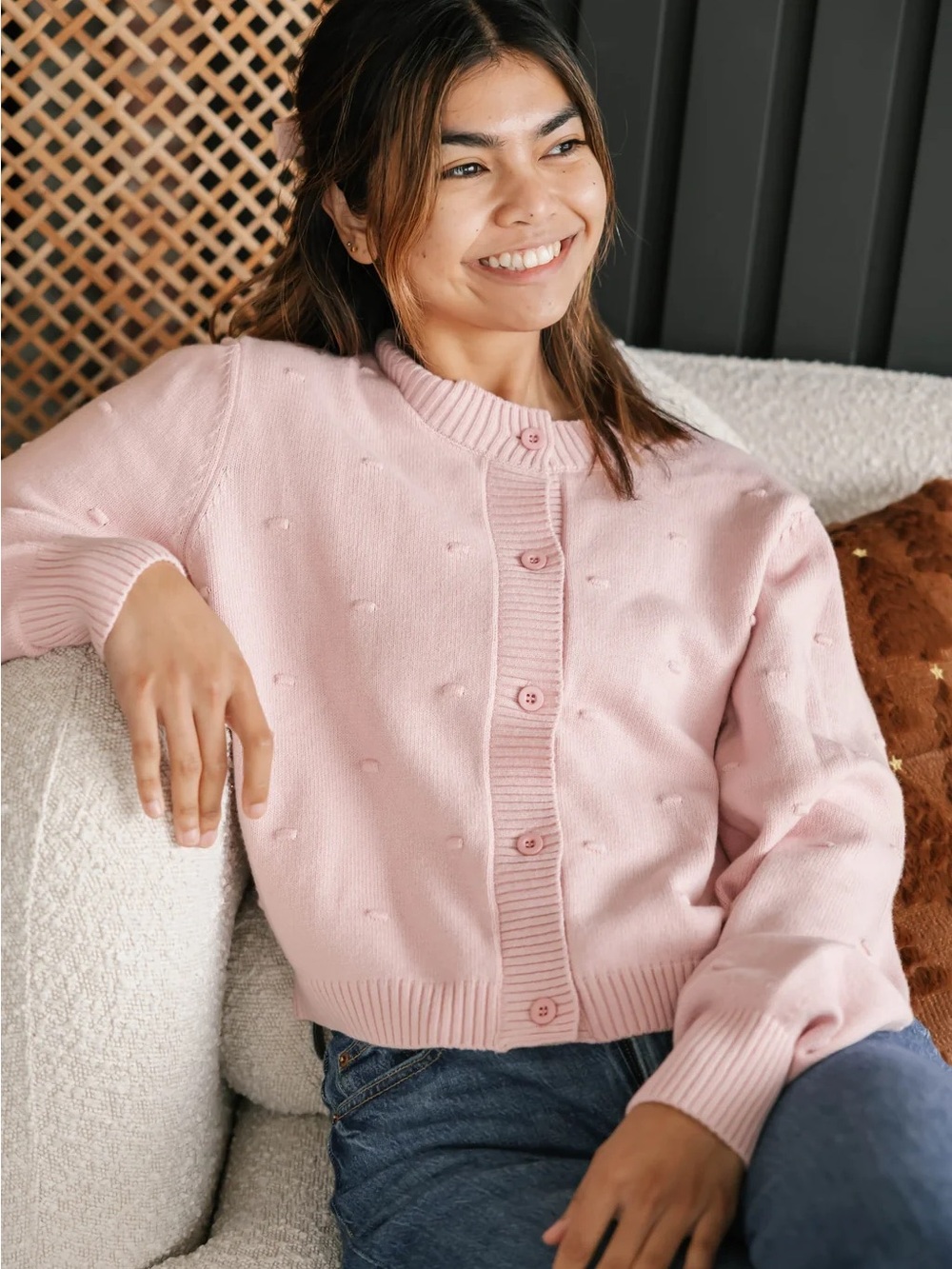 Smash + Tess Dot Cardigan Dusty Pink
